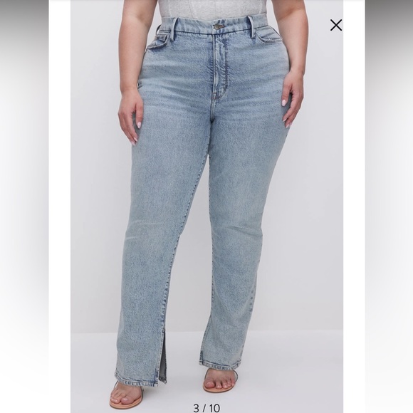 Good American Good Boy Split Hem High Waist Straight Leg Jeans